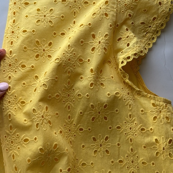 The Nines by Hatch Maternity Dress Size XL Yellow Eyelet Short Flutter Sleeve - Picture 5 of 13